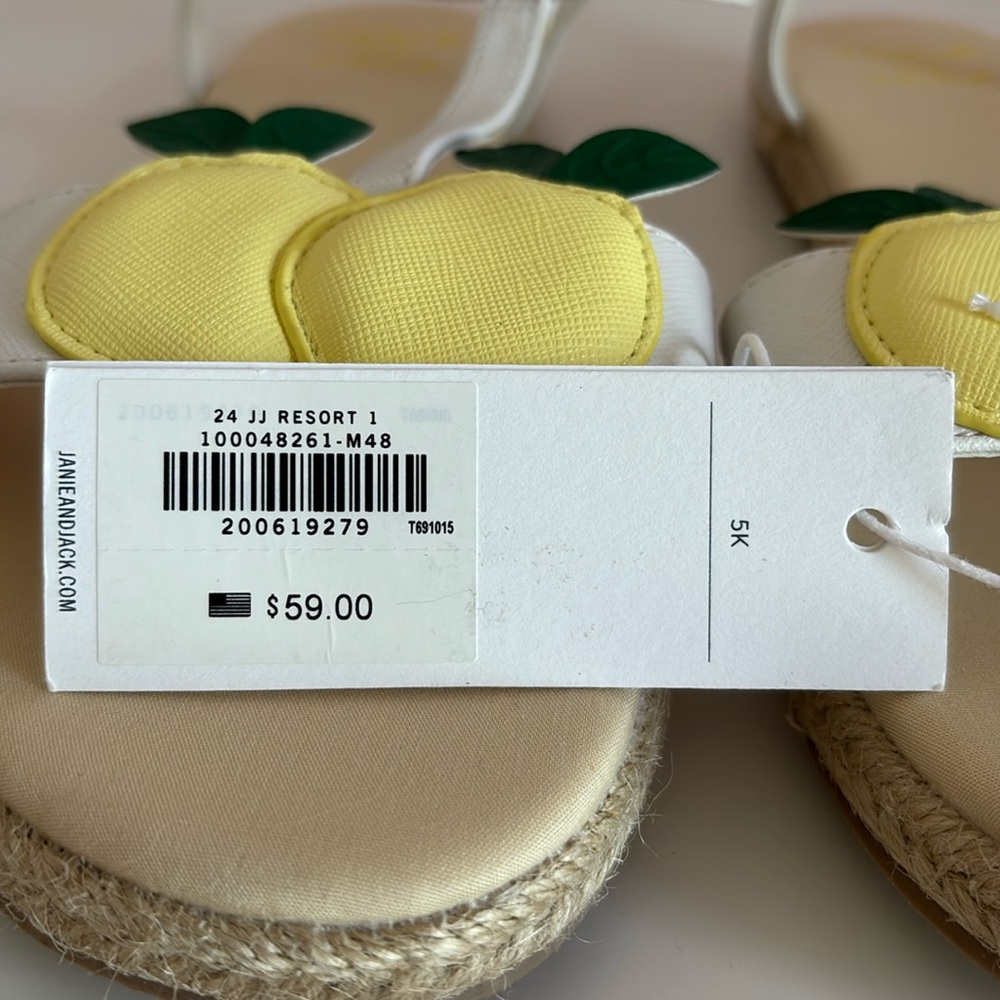 NWT Janie and Jack Collections White Lemon Sandals - Girls Size 5K - Picture 5 of 11
